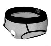 Sous-vêtements confortables en coton pour homme avec trou de poche avant pour anneau, culotte solide, convient pour un usage quotidien (L gris)