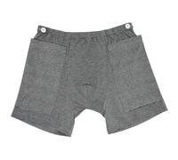 Sous-vêtements de cathéter pour hommes - Élastique rayé gris foncé avec 2 poches et bouton de fixation, pantalon d'incontinence en polyester pour personnes âgées, sans sac d'urine, L