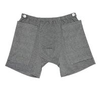 Sous-vêtements de cathéter pour hommes - Élastique rayé gris foncé avec 2 poches et bouton de fixation, pantalon d'incontinence en polyester pour personnes âgées, sans sac d'urine, XL