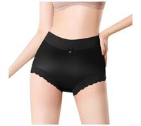 Sous-vêtements de grossesse en dentelle sans coutures pour femmes en satin de soie glacée avec taille haute et grande taille Sous-vêtements Organisateur Plastique (Noir L)