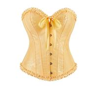 Sous-vêtements de mariage corset pour femme avec bordure en dentelle, augmentation de la poitrine, structure osseuse pour un ventre parfait pour femme, jaune, XL