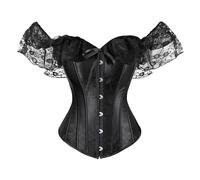 Sous-vêtements de mariée sans bretelles pour femme Bustier Corset avec lacets Jarretelles Corset avec lacets Baguettes Bustier Lingerie Bodyshaper Gainante avec jambes sculptantes, Noir , XL