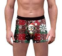 Sous-vêtements de Noël pour hommes, imprimé pingouin, flocon de neige, sous-vêtements, nouveauté, short de fête festif, Vert foncé., S