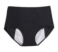 Sous-vêtements de rangement en plastique pour femme Culotte unie en coton anti-fuite à l'entrejambe avec évacuation de l'humidité, respirant confortable Body pour femme Rouge Sous-vêtements, Noir