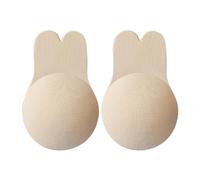 Sous-vêtements de sport pour femme - Gros seins - Maintien solide - Soutien-gorge avec oreilles de lapin - En tissu - Cache-tétons réutilisables en silicone - Soutien-gorge sans dos et bustier, beige,
