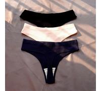 Sous-Vêtements De Sport Pour Filles,Culotte De Bikini,Sans Couture,En Coton Côtelé,Simple,Taille Basse,Grande Taille,3 Pièces.Black Pink Navy.L
