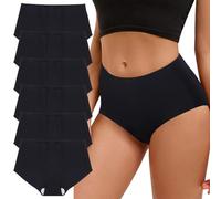 Sous-vêtements de taille moyenne sans couture pour femmes Culotte de protection pour femmes Sexy Comfortable Lingerie (FR/ES, Alpha/lettres, M, Taille normale, Taille normale, Pack de 6 - Noir)