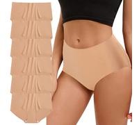 Sous-vêtements de taille moyenne sans couture pour femmes Culotte de protection pour femmes Sexy Comfortable Lingerie (FR/ES, Alpha/lettres, M, Taille normale, Taille normale, Pack de 6 - Nude)