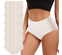 Sous-vêtements de taille moyenne sans couture pour femmes Culotte de protection pour femmes Sexy Comfortable Lingerie (FR/ES, Alpha/lettres, M, Taille normale, Taille normale, Pack de 6 - Blanc)