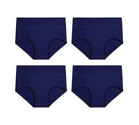 Sous-vêtements doux pour femme Culotte extensible en coton de haute qualité Couverture complète pour le bien-être intime 4 pièces, Marine, XL