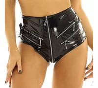 Sous-vêtements en cuir pour femmes Culotte Strings & Tangas pour String Sexy Femmes String Effet Mouillé Lingerie Femme Shorts Noir Ouvert Slip Tenue Leggings Body Hotpants Sous-vêtements laids Latex