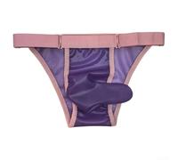 Sous-vêtements en latex pour homme, slip en T transparent pour fêtes et spectacles de club, lingerie pour occasions spéciales (L violet)