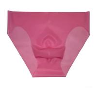 Sous-vêtements en latex sans couture pour homme, taille basse, culotte en caoutchouc transparent offrant un ajustement confortable et une sécurité (2XL, rose)
