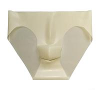 Sous-vêtements en latex sans couture pour homme - Taille basse - Poche - Culotte en caoutchouc transparent offrant soutien et respirabilité (XL blanc)