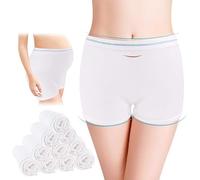 Sous-vêtements en maille post-partum, culotte jetable en maille post-partum pour la récupération naturelle Taille haute Respirable, extensible, sans coutures, sous-vêtements d'hôpital doux pour femme (lot de 10, blanc)