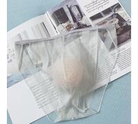 Sous-vêtements en maille transparente pour homme avec pochette, culotte en dentelle transparente pour une tenue décontractée et des vacances tout au long de l'année (M gris)