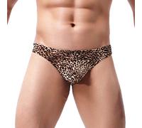 Sous-vêtements en mousse à mémoire de forme en peluche - Sous-vêtements sexy - Imprimé léopard - Taille basse - Pour homme - Rn36543, marron, XL