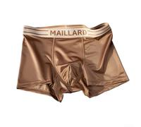 Sous-vêtements en satin pour homme, culotte fine en soie glacée lisse pour plus de confort (taille L, marron)