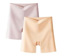 sous-vêtements en Soie de Glace de Taille élevée pour Femmes avec Abdomen-contrôle Hip-Lifting, Culottes de Confort Ultra Minces sans Couture (2pcs F,x_l)
