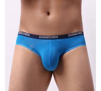 Sous-vêtements en soie glacée pour homme, slip confortable sans couture avec poche bombée (L bleu)