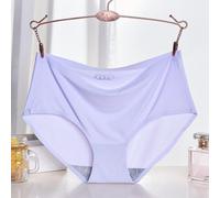 Sous-vêtements en soie glacée sans couture pour femme - Taille moyenne - Culotte taille basse pour des vacances quotidiennes confortables et une tenue en boîte de nuit (L violet)