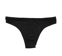 Sous-vêtements en soie glacée sans couture pour homme - Taille basse - Séchage rapide - Évacuation de l'humidité - Extensible - Double couche sur le devant - Culotte anti-frottement, Noir , L