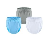 Sous-vêtements étanches for adultes for l'incontinence, housse de couche lavable et réutilisable for adulte, housse de pantalon en plastique(Blue+Gray+White,Small)