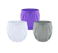 Sous-vêtements étanches for adultes for l'incontinence, housse de couche lavable et réutilisable for adulte, housse de pantalon en plastique(White+Purple+Gray,Large)