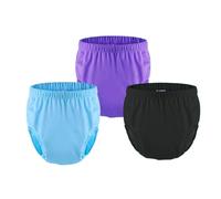 Sous-vêtements étanches for adultes for l'incontinence, housse de couche lavable et réutilisable for adulte, housse de pantalon en plastique(Blue+Purple+Black,Medium)