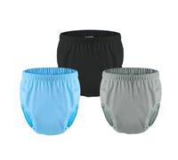 Sous-vêtements étanches for adultes for l'incontinence, housse de couche lavable et réutilisable for adulte, housse de pantalon en plastique(Blue+Black+Gray,Medium)