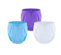 Sous-vêtements étanches for adultes for l'incontinence, housse de couche lavable et réutilisable for adulte, housse de pantalon en plastique(Blue+Purple+White,Small)