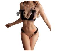 sous Vêtements Femme - Dentelle Sexy pour Femmes Confortable À Porter Au Quotidien Douce Respirante Et Polyvalente (Black One Size)