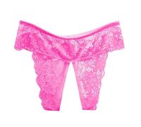 Sous-vêtements Femme String Rouge Sexy Culotte Femme avec Entrejambe Ouvert Grande Taille Basse Dentelle épicée Culotte Triangle Coquette Petit Sous-vêtements Femme Taille 40, Rose, XL