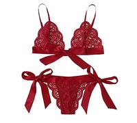 Sous-vêtements femmes dentelle pilule bébé chemin de Saint-Jacques Ensemble Déguisements sur le côté soutien-gorge, rouge, XXL