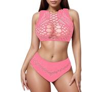 Sous-vêtements Femmes Ensemble Nouveau Motif Dentelle Sous-Vêtements Deux Ensembles de Bas en Maille Séduisante Vêtements en Maille Chat Lingerie, RD3, taille unique