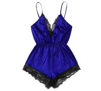 Sous-vêtements femmes ensemble sexy être la nuit vêtements body costume femmes col en V sous-vêtements de mode la dentelle est très charmante lingerie noble, bleu, XXL