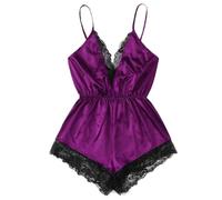 Sous-vêtements femmes ensemble sexy être la nuit vêtements body costume femmes col en V sous-vêtements de mode la dentelle est très charmante lingerie noble, lilas, M