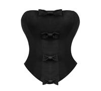 Sous-vêtements gainants pour femme - Style corset - Design à chevrons - Bustier unique avec détail nœud - Polyvalent - Portable pour toutes les saisons - Ceinture abdominale en latex, Noir , XS