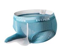 sous-vêtements Homme Mâle Casual Elephant Trunk Briefs Respirants Ice Silk Tissu Maillage Solide Briefs Confortables Lingerie Ouvert (Sky Blue, M)