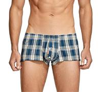 sous-vêtements Homme Shorts en Coton à Carreaux Taille Confortable décontractés Pantalons à Haute Voix sous Vêtements Sexy (Blue, XXL)