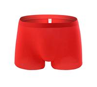 sous vêtements Homme sous-vêtement Couleur Respirant Sexy Men's Ice-Silk Patchwork Underpants Modaux s (Red, L)