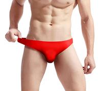 sous-vêtements Homme sous-vêtements Fit Translucide Glace Soie Taille Basse Boucle G String Pantalon T Pantalon Boxeurs Design (Red, One Size)