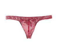 sous-vêtements Homme String Sexy à Paillettes de Cinq Couleurs, Pantalon en T, Sexy séduisants Soldes Marque (Red, L)