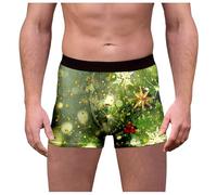 Sous-vêtements Hommes Sous-vêtements de Noël pour Hommes Pingouin Motif à Carreaux Impression Sous-vêtements Nouveauté Festive Party Shorts Boxers Rouge, Vert. 1, M