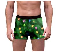 Sous-vêtements Hommes Sous-vêtements de Noël pour Hommes Pingouin Motif à Carreaux Impression Sous-vêtements Nouveauté Festive Party Shorts Boxers Rouge, Vert. 2, XL