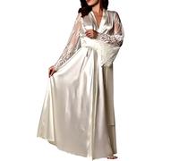 sous Vêtements Hot Deshabille Ensemble Sexy Lingerie Pyjama Dentelle Chic Elegant String Feminin Nuisette Chemise de Nuit Femme Soie Satin Pyjama Kimono vêtements de Nuit Longue Robe Gow