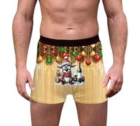 sous-vêtements imprimés festifs avec Motif de Rennes et de Flocons de Neige Slips Doux et Respirants Confortables et dotés d'une Ceinture élastique Parfaits pour Un Usage Quotidien (Khaki XXXL)