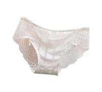 Sous-vêtements pour femme Culotte en dentelle sans trace pour femme Taille basse désir pur Culotte triangulaire mignonne et rafraîchissante en coton soyeux à l'entrejambe, Blanc., M