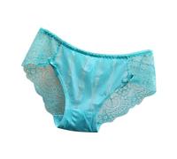 Sous-vêtements pour femme Culotte en dentelle sans trace pour femme Taille basse désir pur Culotte triangulaire mignonne et rafraîchissante en coton soyeux à l'entrejambe, BU1, M