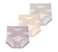 Sous-vêtements pour femme en coton sans couture taille haute confort ultime anti-fuite et culotte gainante, 3 pièces., XXL